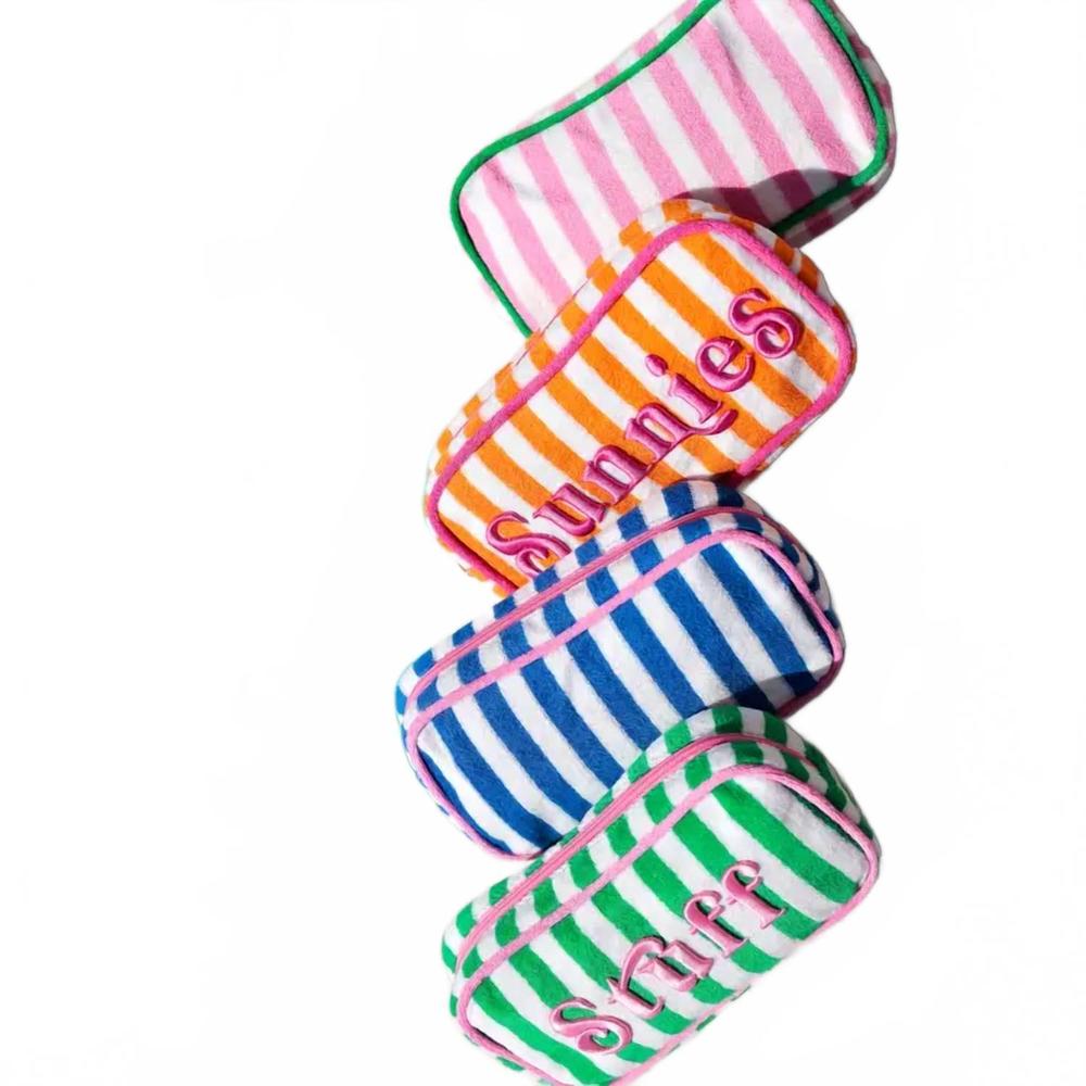 NEW SHIRALEAH cabana stripe small zip pouch in pink - Picture 3 of 3